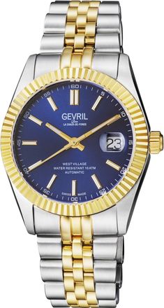 Gevril Group Automatic West Village Sellita SW200 Blue Sunray Dial IPYG Stainless Steel Bracelet