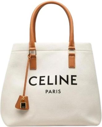 Celine Pre-owned New Horizontal Tote Bag - Dames - Vintage Shopper - Wit - ONE Size - Leer - Vintage