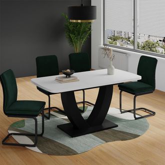 Vicco Mesa De Comedor Fenaro, Blanco/negro, 120 X 80 Cm Extensible, Vicco
