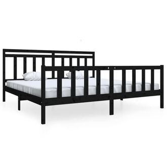 Berkfield Home Bed Frame Black Solid Wood 200x200 cm