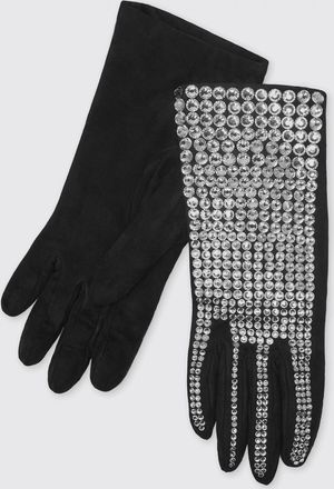 Philipp Plein Suede Gloves with Rhinestone Embellishment