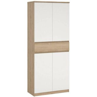 Dmora Scarpiera Jangmi, Mobile portascarpe, Armadio da ingresso multiuso, Mobiletto per calzature, 80x40 h192 cm, Rovere e Bianco - Dmora