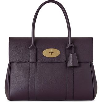 Mulberry Bayswater Grained Leather Satchel in Deep Aubergine at Nordstrom