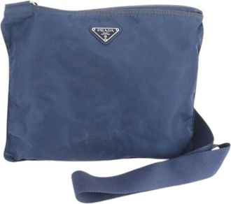 Prada Pre-owned Cross Body Bags, male, Blue, Size: ONE SIZE Pre-owned Vintage Nylon Shoulder Bag
