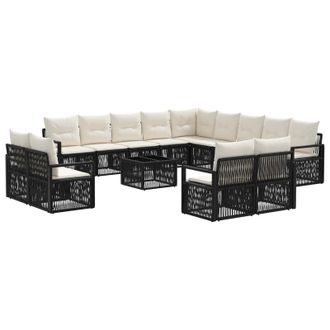 vidaXL Conjunto De Sof&aacute;s De Jard&iacute;n 14 Pcs Negro Rat&aacute;n Sint&eacute;tico Vidaxl