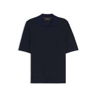 BOSS Johnny-collar knit polo in cotton and silk