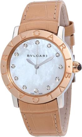 Bulgari Pre-owned Bvlgari Bvlgari Bvlgari Diamond White Mother of Pearl Dial Ladies Watch 101893