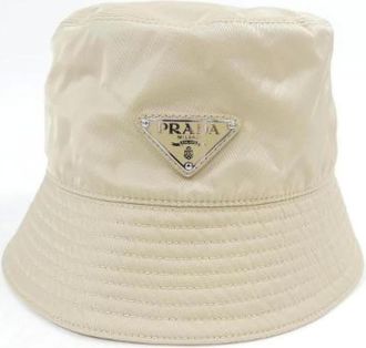 Prada Pre-owned Accessories, male, Beige, Size: ONE SIZE Pre-owned Triangle Logo Re-Nylon Hat