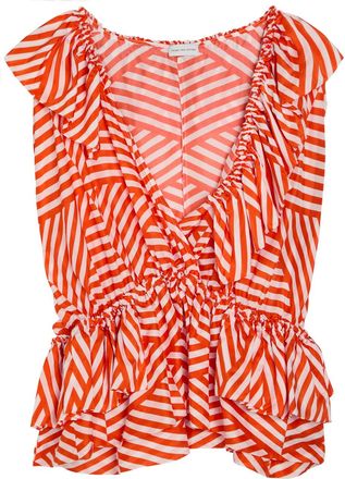 Dries Van Noten Cally Striped Silk top - Red - 40 (UK12 / M)