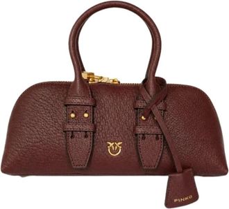 Pinko Pinko, Tassen, Dames, Bruin, ONE Size, Leer, Bowling Bag
