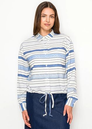 YAL New York Blue Stripe Collared Blouse - Easy Fit