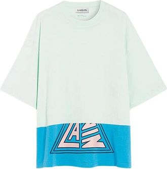Lanvin T-shirt met textuur en driehoekprint - Heren - T-shirts - Blauw - 2XS - Katoen - Tops