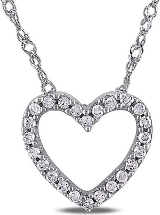 Amour 1/10 CT TW Diamond Heart Pendant with Chain In 14K White Gold