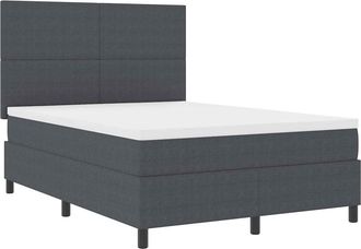 vidaXL Cama Box Spring Led Gris Oscuro Y 140 X 200 Cm Tela De Pana Vidaxl