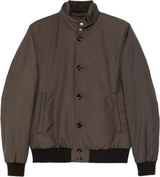 Moorer Bomber con bottoni e orli a coste - Marrone