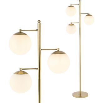 Jonathan Y Designs Ellie 66 3-Light Modern Vintage Iron LED Floor Lamp, Brass Gold/White at Nordstrom