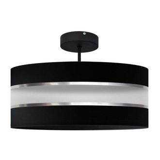 Netlighting Helen Cylindrical Pendant Ceiling Light Black Silver 40cm