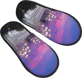 Generic Camping Slippers Mormon Temple Salt Lake City Reusable House Slippers Breathable Cotton Slipper For Women Bedroom Hotel L