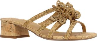 J. Rene&eacute; Butterfly Block Heel Sandal in Natural/Gold at Nordstrom, Size 10.5