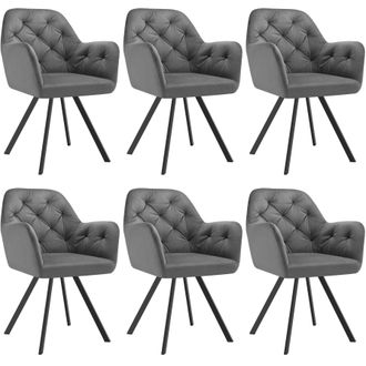 TecTake Armchair Lucia Set Of 6 - Anthracite in Dark Grey | Size: 6 Pack