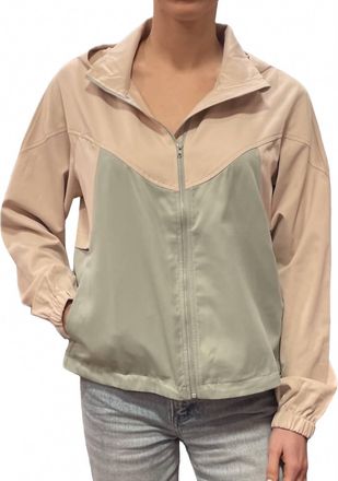 Wishlist Colorblock Hooded Jacket In Taupe & Sage