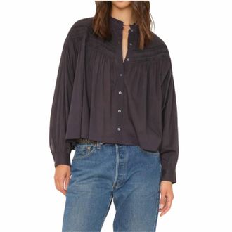 Xirena Clara Long Sleeve Shirt In Obsidian