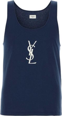 Saint Laurent Blue Cotton Tank Top
