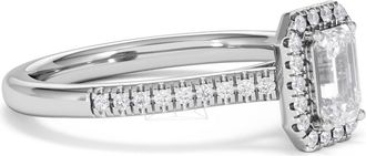 The Diamond Store Lumia Cut Emerald Cut Lab Diamond Halo Ring 0.70ct F/VS in 9K Gold