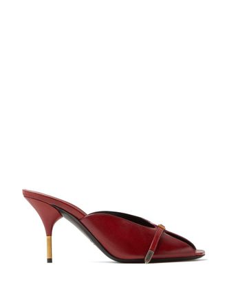 Versace Pointed Toe Sandals With Metallic Gold Accent