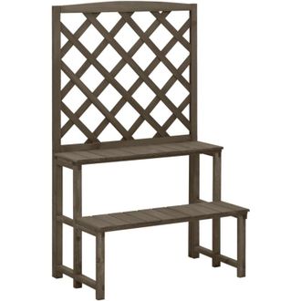 vidaXL Vidaxl - Plant Stand with Trellis Grey 70x42x115 cm Solid Fir Wood