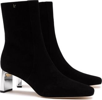 Larroude Womens Larroude Alexis Boots Black Leather Side Zip Ankle Bootie ZAP1776