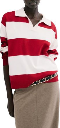 Mango Stripe Polo Sweater in Red at Nordstrom, Size Xx-Small
