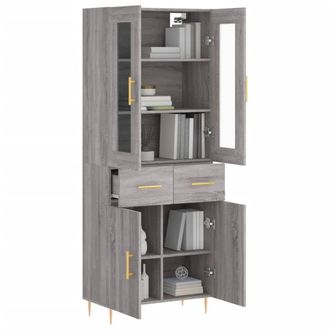Berkfield Home Highboard Grey Sonoma 69.5x34x180 cm Engineered Wood