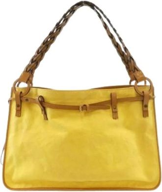 Gucci Pre-owned Shoulder Bags, female, Yellow, Size: ONE SIZE Pre-owned Canvas Leather Shoulder Bag