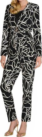 Joseph Ribkoff Foiled Floral Blazer Jacket In Black/vanilla