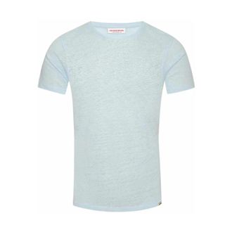Orlebar Brown T-shirt in lino blu acqua di sorgente - - Tops - Uomo - Blu - 2XL