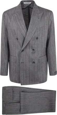 Tagliatore Double-Breasted Gestreepte Kostuum - Heren - Business pakken - Bruin - L - Kostuums