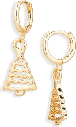 Leith Tree Drop Huggie Hoop Earrings in Gold at Nordstrom Rack