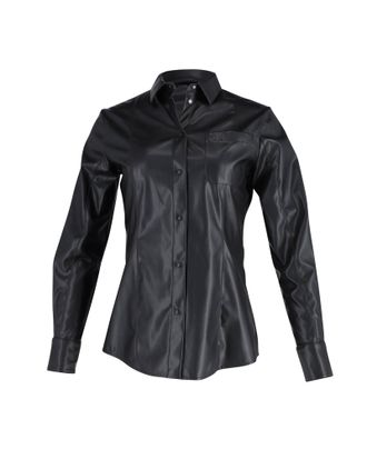 Msgm Buttondown Shirt in Black Faux Leather
