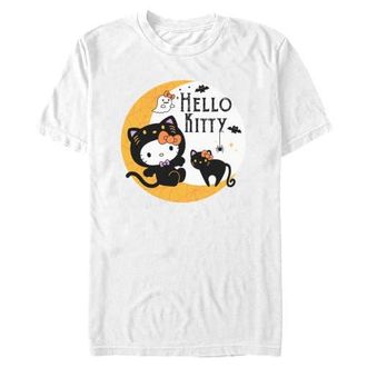 Hello Kitty Mens Hello Kitty Halloween Black Cat and Moon T Shirt in White at Nordstrom, Size Xxx-Large