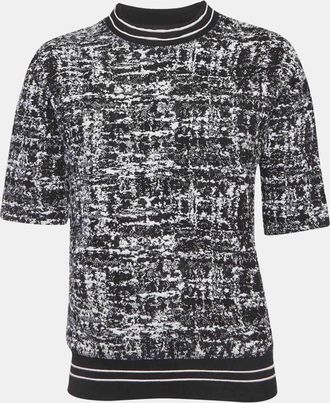 Sandro Black/white Textured Knit Top