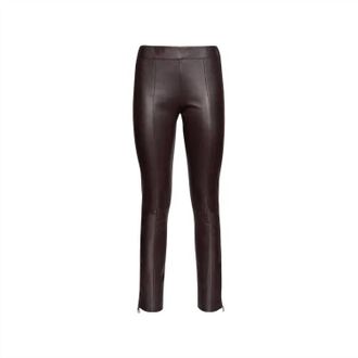 Ferragamo Womens Nappa Leather Thighs Pants In Brown