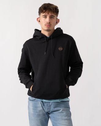 Napapijri Mens Badge Hoodie in Black Cotton - Size X-Large