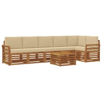 vidaXL Conjunto De Sof&aacute; Seccional Con Coj&iacute;n 7 Pcs Natural Y Beige Vidaxl