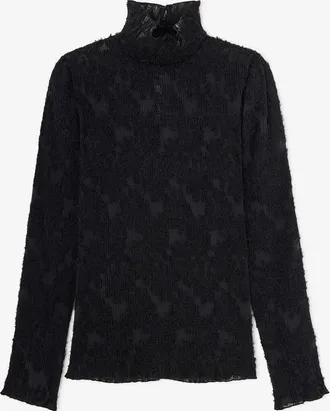 Ganni Turtleneck in Black Fil Coupe - Size 10/12