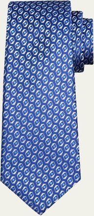 Kiton Mens Birdseye Silk Jacquard 7-Fold Tie