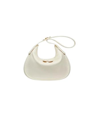 Valentino Garavani Ruffle Leather White Leather Shoulder Bag Bag (Pre-Owned)