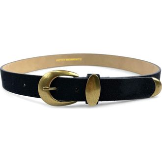 Petit Moments Marfa Leather Belt in Navy Suede/Gold at Nordstrom, Size X-Large