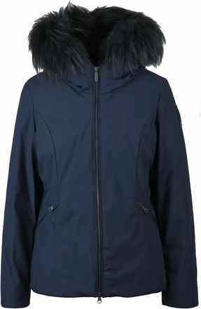 Bomboogie Fitted Short Blue Coat with Removable Fur Trim