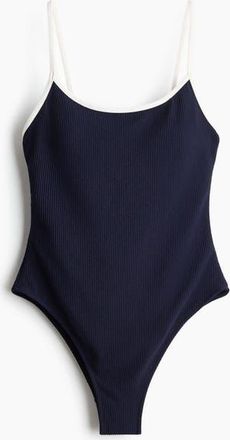 H&M Padded-cup High Leg Swimsuit in Navy Blue at Nordstrom, Size X-Small
